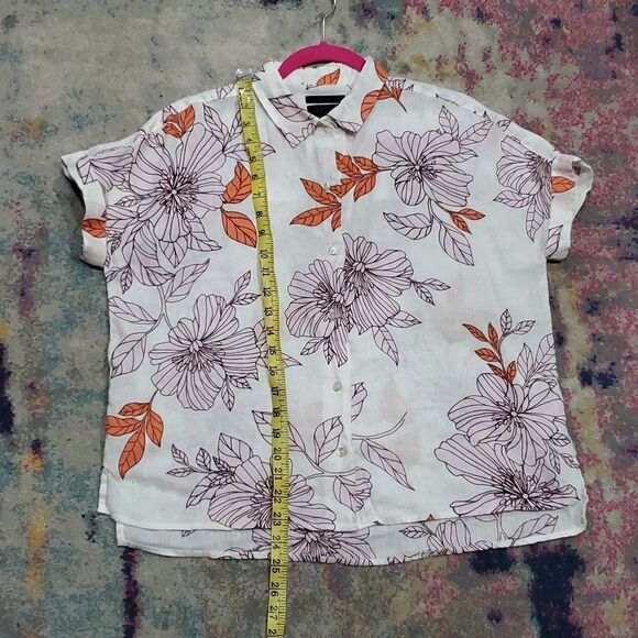 Rachel Roy 100% Linen Floral Top - Picture 7 of 9